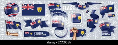 Vector Set der Nationalflagge der Türken und Caicos Inseln Stock Vektor