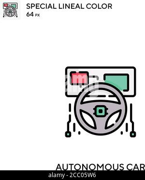 Autonomes Auto Spezielle lineare Farbe Vektor-Symbol. Autonome Auto-Icons für Ihr Business-Projekt Stock Vektor