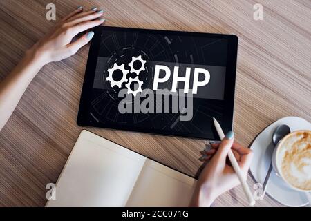 PHP-Programmiersprache. Web- und Anwendungsentwicklungskonzept Stockfoto