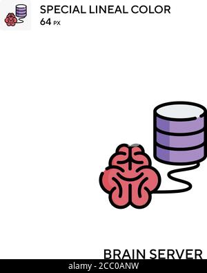Brain Server spezielles lineales Farbvektorsymbol. Brain Server-Symbole für Ihr Geschäftsprojekt Stock Vektor