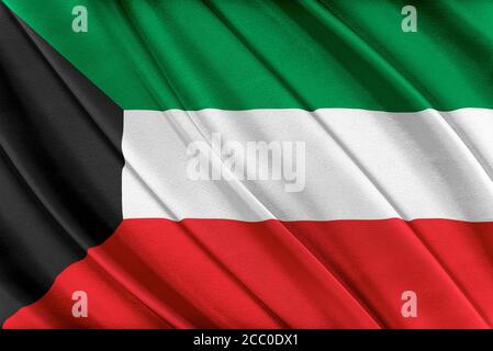 Flagge von Kuwait im Wind wehende Stockfoto