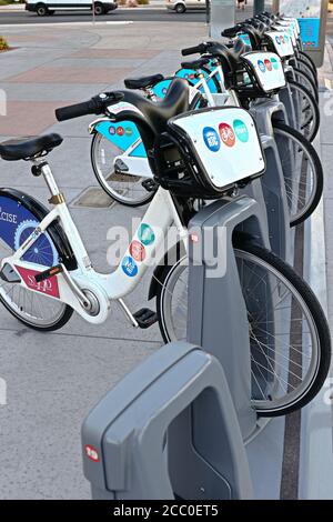 RTC Bike Share Station in Las Vegas.ein Programm, das bietet Eine bequeme und einfach zu bedienende Alternative zu Kurzreisen in Die Innenstadt ist Stockfoto