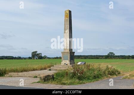 Kolumne zur Erinnerung an die Schlacht von Marston Moor (2. Juli 1644) während des englischen Bürgerkrieges, in der Nähe von Long Marston, North Yorkshire, England. Stockfoto