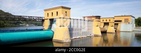Sperrwerk am Hengsteysee, Herdecke, Hagen, Ruhrgebiet, Nordrhein-Westfalen, Deutschland, Europa Stockfoto
