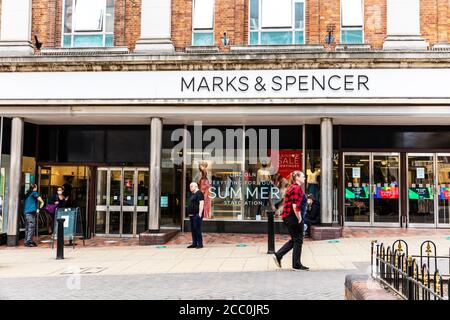 Marks & Spencer Store UK, M&S, Marks and Spencer, Marks & Spencer, Marks & Spencer Shop, Marks & Spencer High Street Store, Logo, Schild, UK, Shops Stockfoto