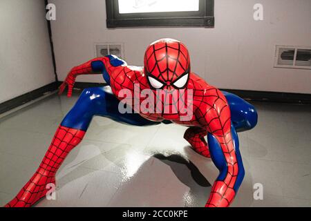 Spiderman im Madame Tussauds Hollywood Wachsmuseum. Es ist eine große Touristenattraktion in Hollywood. Stockfoto