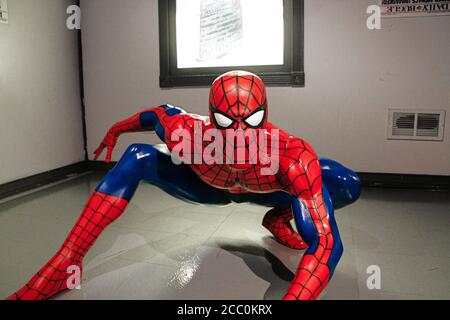 Spiderman im Madame Tussauds Hollywood Wachsmuseum. Es ist eine große Touristenattraktion in Hollywood. Stockfoto