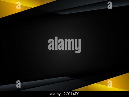 Template Technologie Corporate Konzept abstraktes Dreieck geometrische schwarz und gelb auf dunklem Hintergrund mit Platz für Ihren Text. Vektorgrafik Stock Vektor