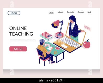 Online Teaching Vektor Website Landing Page Vorlage Stock Vektor