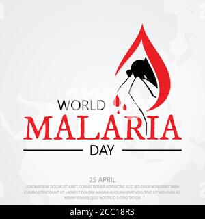 World Malaria Day Vektor Hintergrund Buchstaben für Element-Design auf dem weißen Hintergrund. Design-Vektor für internationale Urlaubskonzepte. Stock Vektor