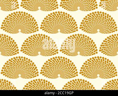 japanische Muster Textil Fans Elfenbein Gold Stockfoto