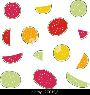 Satz Wassermelone - Vektor-Illustration Stock Vektor
