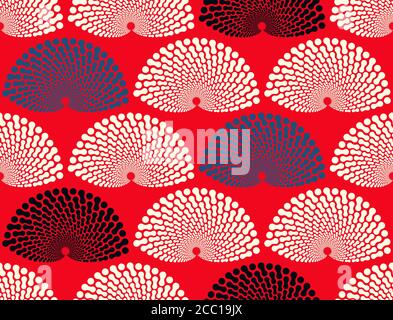 Japanisches Muster Textil Fans rot Stockfoto