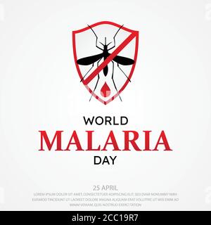 World Malaria Day Vektor Hintergrund Buchstaben für Element-Design auf dem weißen Hintergrund. Design-Vektor für internationale Urlaubskonzepte. Stock Vektor