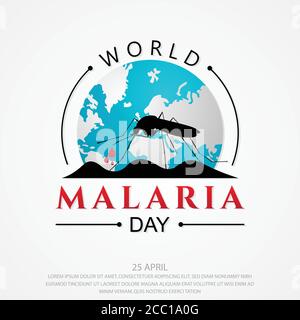 World Malaria Day Vektor Hintergrund Buchstaben für Element-Design auf dem weißen Hintergrund. Design-Vektor für internationale Urlaubskonzepte. Stock Vektor