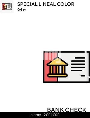 Bankscheck spezielles lineales Farbvektorsymbol. Bankcheck-Symbole für Ihr Geschäftsprojekt Stock Vektor