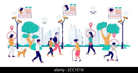 State Surveillance, Vektor-Flat-Design-Illustration Stock Vektor