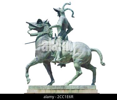 Reiterstatue von Francisco Pizarro auf der Plaza Mayor von Trujillo, Spanien. 1928 von Charles Cary Rumsey gestaltet Stockfoto