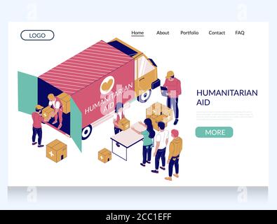 Vorlage für die Landing-Page-Website für humanitäre Hilfe Stock Vektor