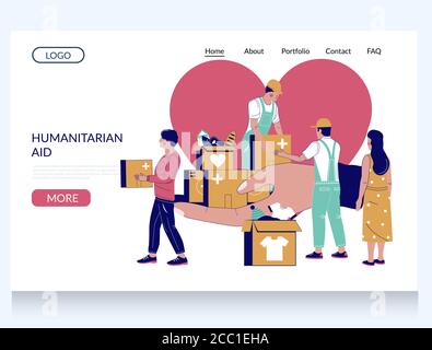 Vorlage für die Landing-Page-Website für humanitäre Hilfe Stock Vektor