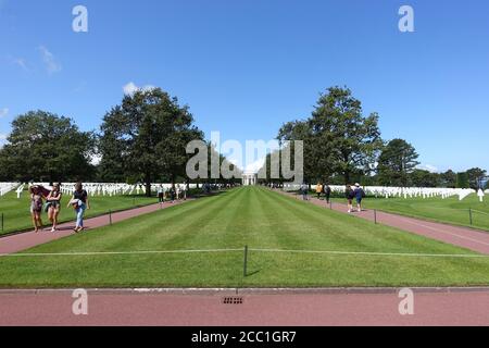 Normandie, Frankreich: August 2020: Der amerikanische Friedhof und das Denkmal der Normandie ist ein Friedhof und ein Denkmal für den Zweiten Weltkrieg in Colleville-sur-Mer, Normandie, Fr. Stockfoto