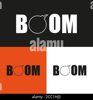 Boom Logo Design Illustration Set. Ausführung isoliert. Stockfoto