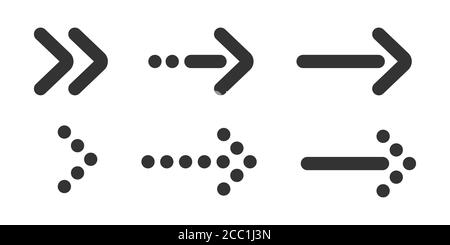 Verschiedene Formen und Größen schwarz flache Pfeil Set Stock Vektor