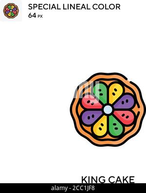 King Cake Spezielle lineare Farbe Vektor-Symbol. King Cake Icons für Ihr Business-Projekt Stock Vektor