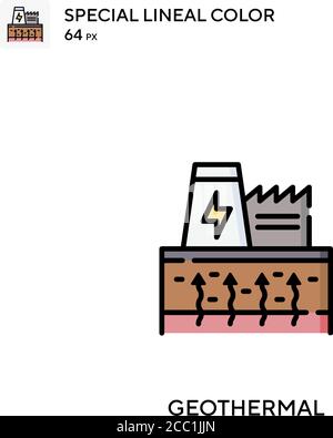 Geothermie spezielles lineales Farbvektorsymbol. Geothermische Symbole für Ihr Geschäftsprojekt Stock Vektor