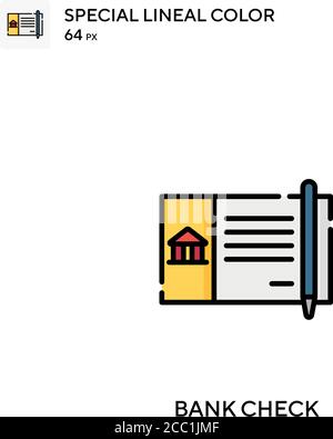 Bankscheck spezielles lineales Farbvektorsymbol. Bankcheck-Symbole für Ihr Geschäftsprojekt Stock Vektor