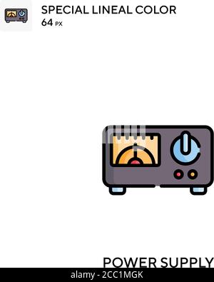Netzteil spezielles lineales Farbvektorsymbol. Stromversorgungssymbole für Ihr Geschäftsprojekt Stock Vektor