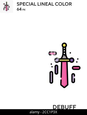 Debuff spezielles lineales Farbvektorsymbol. Debugging-Symbole für Ihr Geschäftsprojekt Stock Vektor