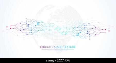 Abstrakter Hintergrund mit High-Tech-Technologie Textur Leiterplatte Textur. Abstrakte Leiterplatte Banner Tapete. Vektor der elektronischen Hauptplatine Stock Vektor