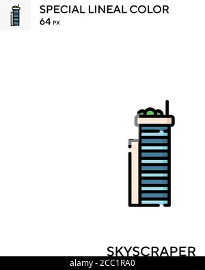 Wolkenkratzer spezielles lineales Farbvektorsymbol. Wolkenkratzer-Symbole für Ihr Geschäftsprojekt Stock Vektor