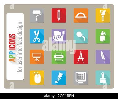 Kunst-Werkzeuge-Icon-set Stock Vektor