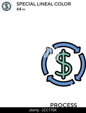 Spezielles lineales Farbvektorsymbol verarbeiten. Prozesssymbole für Ihr Geschäftsprojekt Stock Vektor