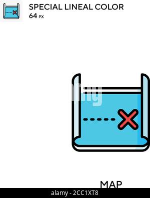 Kartenspezial lineales Farbvektorsymbol. Ordnen Sie Symbole für Ihr Geschäftsprojekt zu Stock Vektor