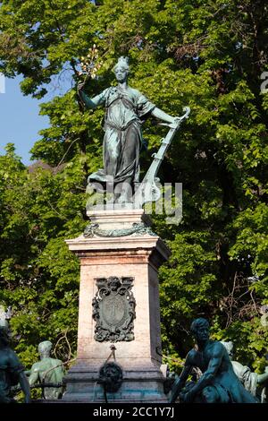 Deutschland, Bayern, Schwaben, Lindau, Blick auf den Lindavia-Brunnen Stockfoto