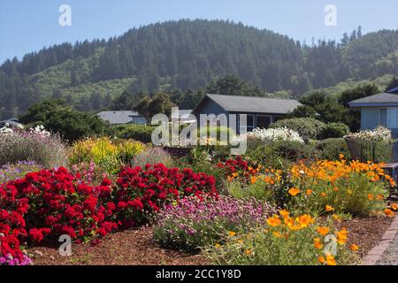 Der Bent E. Petersen Memorial Garden in Yachats, Oregon, USA. Stockfoto