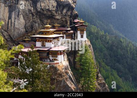 Bhutan, Ansicht von Tiger Nest Tempel in Paro Stockfoto