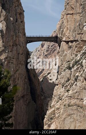 Spanien, Andalusien, El Chorro, Caminito del Rey, kleiner Gehweg entlang der Schlucht Stockfoto