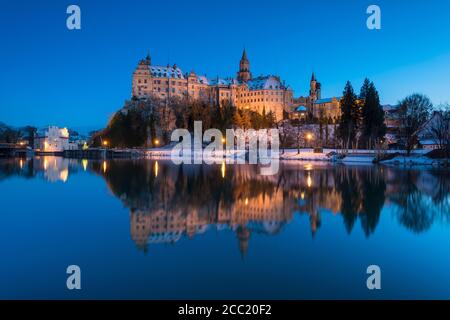 Deutschland, Baden-Württemberg, Ansicht von Sigmaringen Schloss an Donau Stockfoto