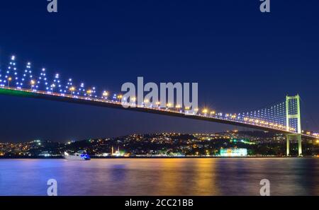 Türkei, Istanbul, Blick auf Bosporus-Brücke und Beylerbeyi-Palast Stockfoto