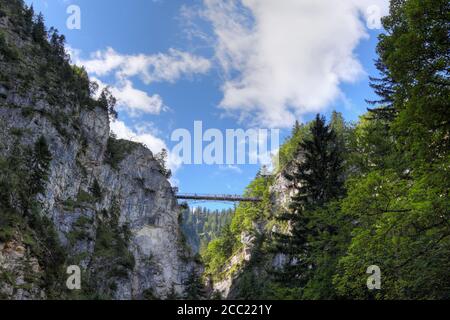 Deutschland, Bayern, Schwaben, Schwaben, Allgäu, Ostallgau, PÃ¶llatschlucht, Marienbrücke, Blick auf mariens Brücke über die Poellatschlucht Stockfoto