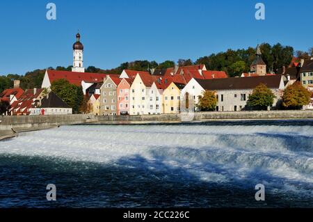 Europa, Deutschland, Blick auf Lech-Fluss in Richtung Landsberg Stockfoto