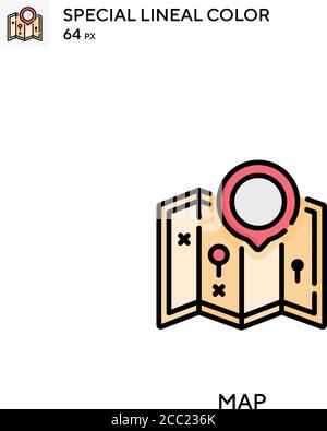 Kartenspezial lineales Farbvektorsymbol. Ordnen Sie Symbole für Ihr Geschäftsprojekt zu Stock Vektor