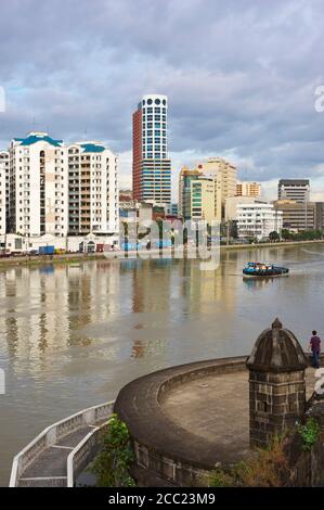 Philippinen, Luzon Insel, Manila, Gesamtansicht von intramuros, Pasig Fluss Stockfoto