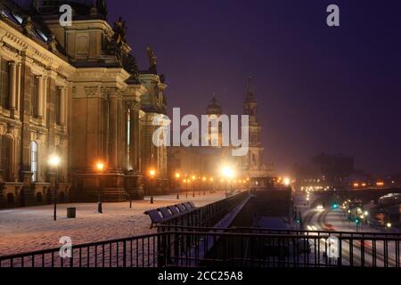 Deutschland, Sachsen, Dresden, Brühl Terrasse in der Nacht Stockfoto