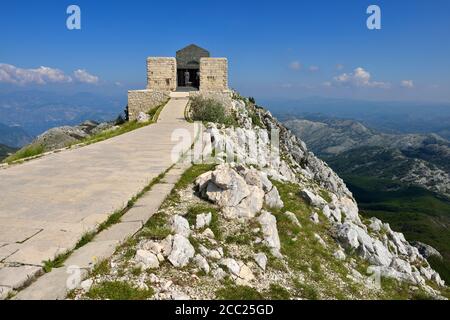 Montenegro, Ansicht von Lovcen Nationalpark Njegusi Mausoleum Stockfoto