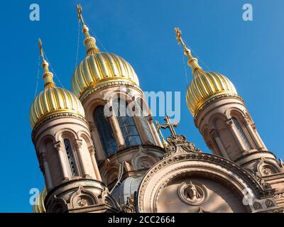 Deutschland, Hessen, Wiesbaden, Ansicht der russischen orthodoxen Kirche Stockfoto